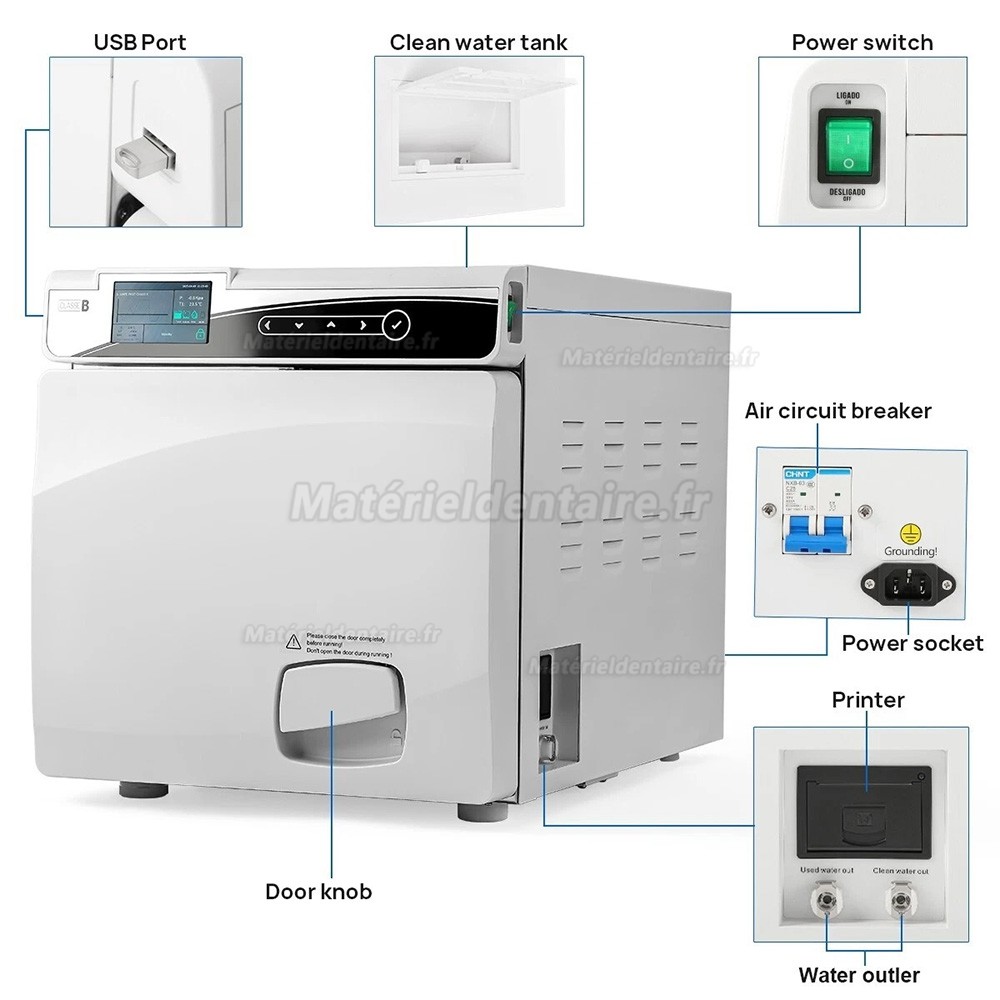 Stérilisateur à vapeur autoclave dentaire Fomos Linea 17L/22L avec imprimante intégrée, classe B